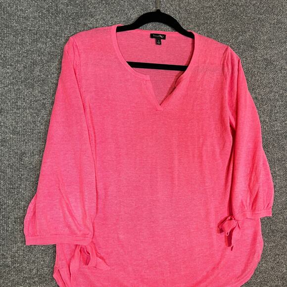 Talbots Sweater Womens Small Pink Linen Knit Pullover Vneck Bohemian Casual - Picture 2 of 10
